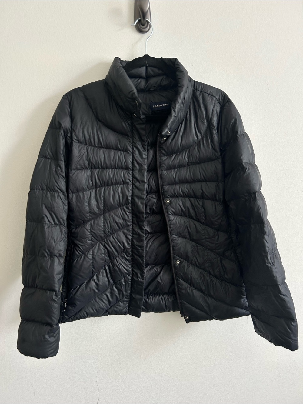 Women’s Lands' End Black Quilted Packable Puffer Jacket size S (6-8)